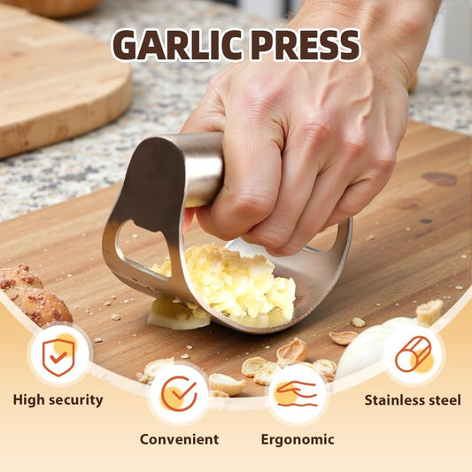 Upgraded 2025 Stainless Steel Garlic Press Rocker – Professional Kitchen Tool for Mincing and Crushing Garlic, Heavy Duty Garlic Chopper and Presser
