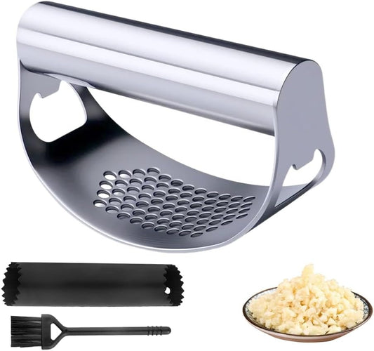 Upgraded 2025 Stainless Steel Garlic Press Rocker – Professional Kitchen Tool for Mincing and Crushing Garlic, Heavy Duty Garlic Chopper and Presser